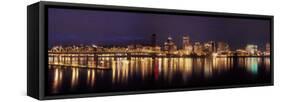 Panoramic View of Portland Waterfront, Oregon, USA-Brent Bergherm-Framed Stretched Canvas