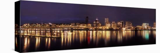 Panoramic View of Portland Waterfront, Oregon, USA-Brent Bergherm-Stretched Canvas