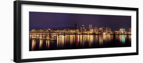 Panoramic View of Portland Waterfront, Oregon, USA-Brent Bergherm-Framed Premium Photographic Print