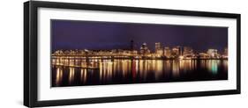 Panoramic View of Portland Waterfront, Oregon, USA-Brent Bergherm-Framed Premium Photographic Print