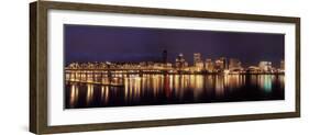 Panoramic View of Portland Waterfront, Oregon, USA-Brent Bergherm-Framed Photographic Print