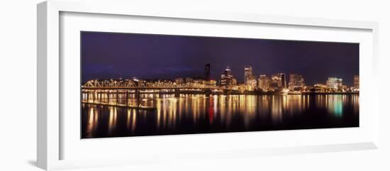 Panoramic View of Portland Waterfront, Oregon, USA-Brent Bergherm-Framed Photographic Print