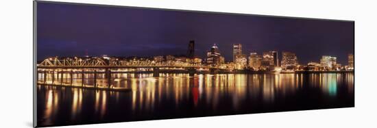 Panoramic View of Portland Waterfront, Oregon, USA-Brent Bergherm-Mounted Photographic Print