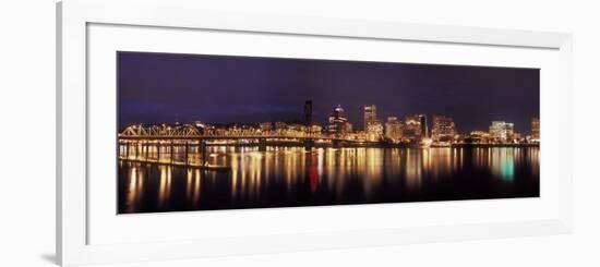 Panoramic View of Portland Waterfront, Oregon, USA-Brent Bergherm-Framed Photographic Print