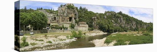 Panoramic View of River and Rocky Outcrops, Vogue, France-Mark Taylor-Stretched Canvas