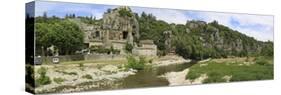 Panoramic View of River and Rocky Outcrops, Vogue, France-Mark Taylor-Stretched Canvas