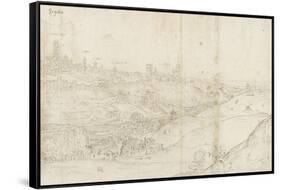Panoramic View of Segovia from the East (Pen and Brown Ink with Touches of Blue Wash over Black Cha-Anthonis van den Wyngaerde-Framed Stretched Canvas