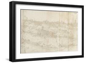 Panoramic View of Segovia from the East (Pen and Brown Ink with Touches of Blue Wash over Black Cha-Anthonis van den Wyngaerde-Framed Giclee Print