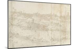 Panoramic View of Segovia from the East (Pen and Brown Ink with Touches of Blue Wash over Black Cha-Anthonis van den Wyngaerde-Mounted Giclee Print