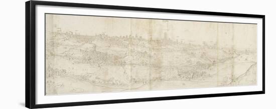 Panoramic View of Segovia from the East (Pen and Brown Ink with Touches of Blue Wash over Black Cha-Anthonis van den Wyngaerde-Framed Premium Giclee Print