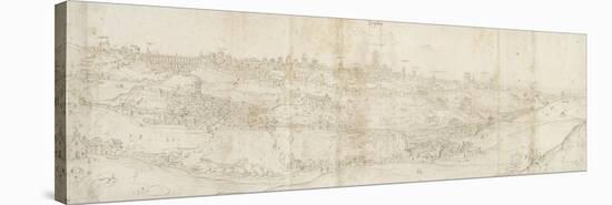 Panoramic View of Segovia from the East (Pen and Brown Ink with Touches of Blue Wash over Black Cha-Anthonis van den Wyngaerde-Stretched Canvas