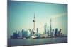 Panoramic View of Shanghai Skyline, China. Retro Style Image-Zoom-zoom-Mounted Photographic Print