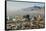 Panoramic view of skyline and downtown El Paso Texas looking toward Juarez, Mexico-null-Framed Stretched Canvas
