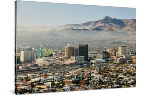 Panoramic view of skyline and downtown El Paso Texas looking toward Juarez, Mexico-null-Stretched Canvas