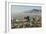 Panoramic view of skyline and downtown El Paso Texas looking toward Juarez, Mexico-null-Framed Photographic Print