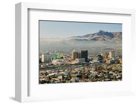 Panoramic view of skyline and downtown El Paso Texas looking toward Juarez, Mexico-null-Framed Photographic Print