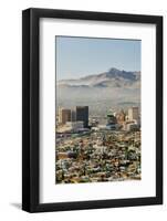 Panoramic view of skyline and downtown El Paso Texas looking toward Juarez, Mexico-null-Framed Photographic Print