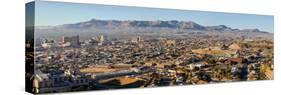 Panoramic view of skyline and downtown of El Paso Texas looking toward Juarez, Mexico-null-Stretched Canvas