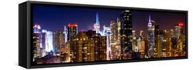 Panoramic View of Skyscrapers of Times Square and 42nd Street at Night-Philippe Hugonnard-Framed Stretched Canvas