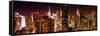 Panoramic View of Skyscrapers of Times Square and 42nd Street at Night-Philippe Hugonnard-Framed Stretched Canvas