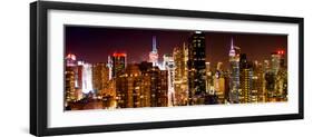 Panoramic View of Skyscrapers of Times Square and 42nd Street at Night-Philippe Hugonnard-Framed Photographic Print