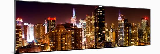 Panoramic View of Skyscrapers of Times Square and 42nd Street at Night-Philippe Hugonnard-Mounted Photographic Print