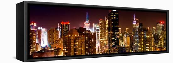 Panoramic View of Skyscrapers of Times Square and 42nd Street at Night-Philippe Hugonnard-Framed Stretched Canvas