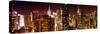 Panoramic View of Skyscrapers of Times Square and 42nd Street at Night-Philippe Hugonnard-Stretched Canvas