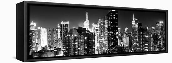 Panoramic View of Skyscrapers of Times Square and 42nd Street at Night-Philippe Hugonnard-Framed Stretched Canvas