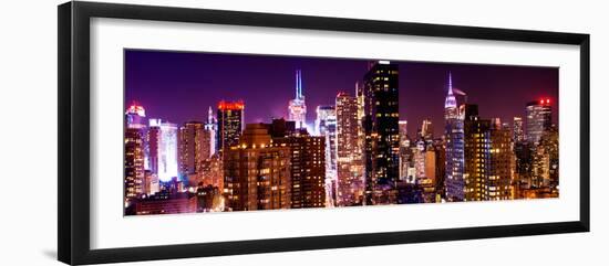 Panoramic View of Skyscrapers of Times Square and 42nd Street at Pink Night-Philippe Hugonnard-Framed Photographic Print