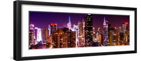 Panoramic View of Skyscrapers of Times Square and 42nd Street at Pink Night-Philippe Hugonnard-Framed Photographic Print