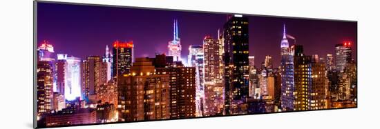 Panoramic View of Skyscrapers of Times Square and 42nd Street at Pink Night-Philippe Hugonnard-Mounted Photographic Print