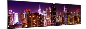 Panoramic View of Skyscrapers of Times Square and 42nd Street at Pink Night-Philippe Hugonnard-Mounted Photographic Print