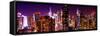 Panoramic View of Skyscrapers of Times Square and 42nd Street at Pink Night-Philippe Hugonnard-Framed Stretched Canvas