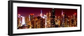 Panoramic View of Skyscrapers of Times Square and 42nd Street at Red Night-Philippe Hugonnard-Framed Photographic Print