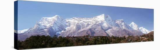 Panoramic View of Snow Covered Mountains, Everest View Hotel, Kongde Ri, Khumbu, Nepal-null-Stretched Canvas