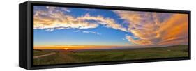 Panoramic View of Sunset at Reesor Ranch, Near Cypress Hills, Alberta, Canda-null-Framed Stretched Canvas