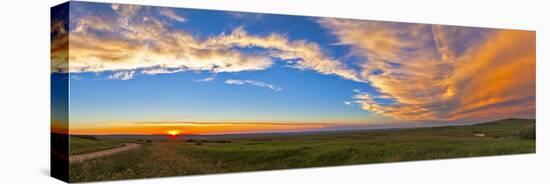 Panoramic View of Sunset at Reesor Ranch, Near Cypress Hills, Alberta, Canda-null-Stretched Canvas