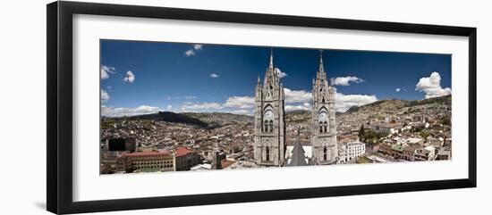 Panoramic View of the Bell Towers at the National Basilica, Quito, Ecuador-Brent Bergherm-Framed Photographic Print