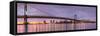 Panoramic View of the Ben Franklin Bridge and Philadelphia Skyline, under a Purple Sunset-Mihai Andritoiu-Framed Stretched Canvas