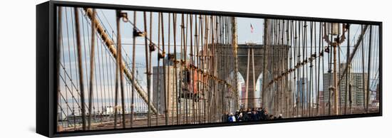 Panoramic View of the Brooklyn Bridge in New York City-Philippe Hugonnard-Framed Stretched Canvas