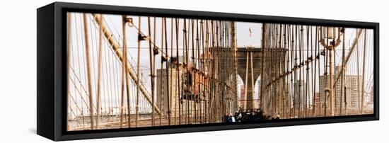 Panoramic View of the Brooklyn Bridge in New York-Philippe Hugonnard-Framed Stretched Canvas