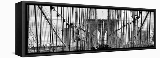 Panoramic View of the Brooklyn Bridge in New York-Philippe Hugonnard-Framed Stretched Canvas