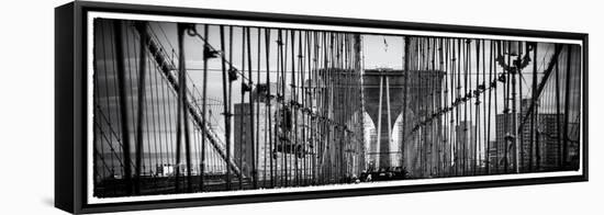 Panoramic View of the Brooklyn Bridge in New York-Philippe Hugonnard-Framed Stretched Canvas