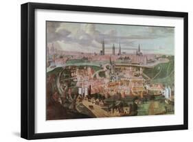 Panoramic View of the City of Ghent at the End of the 16th Century-Lucas De Heere-Framed Giclee Print