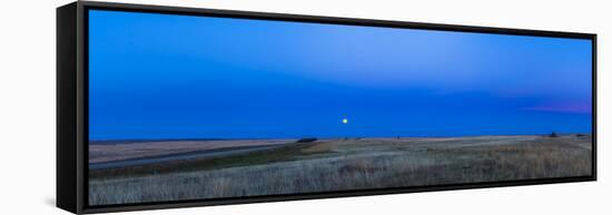 Panoramic View of the Harvest Moon Rising after Sunset, Alberta, Canada-null-Framed Stretched Canvas