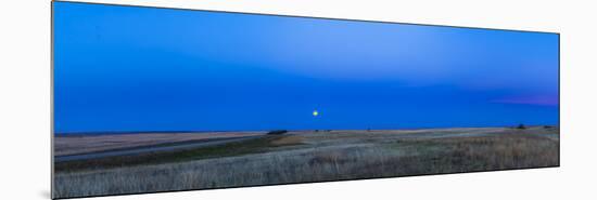 Panoramic View of the Harvest Moon Rising after Sunset, Alberta, Canada-null-Mounted Photographic Print