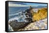 Panoramic view of the Londrangar sea stacks,Snaefellsness peninsula,western Iceland,Europe.-ClickAlps-Framed Stretched Canvas