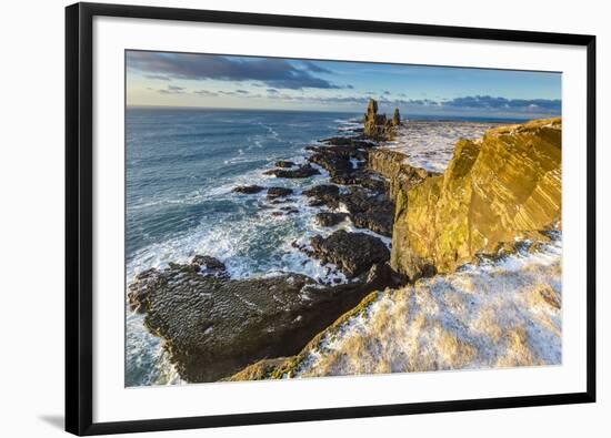 Panoramic view of the Londrangar sea stacks,Snaefellsness peninsula,western Iceland,Europe.-ClickAlps-Framed Photographic Print