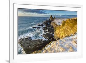 Panoramic view of the Londrangar sea stacks,Snaefellsness peninsula,western Iceland,Europe.-ClickAlps-Framed Photographic Print